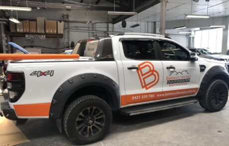 company signage on ute