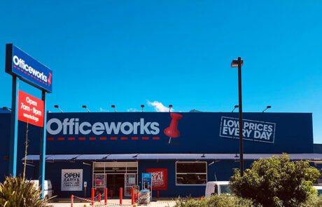 Officeworks Pylon signage and building signage