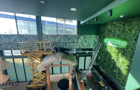 Neon signage installation at Longbrows Jungle Bar. custom wallpaper