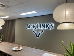 Jack Link's illuminated reception logo signage