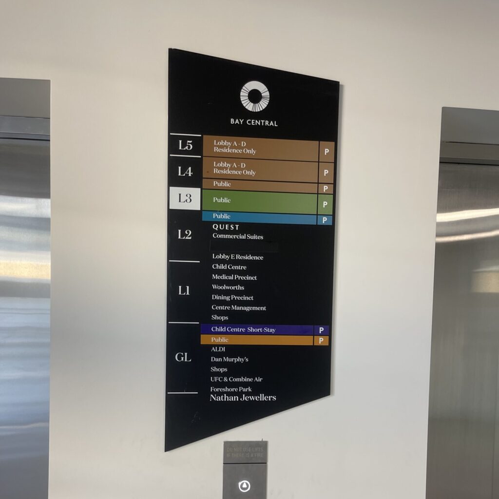 Bay Central wayfinding directory sign