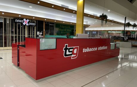 Shopping mall retail sign tsg installation.